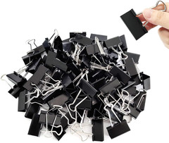Large Black Binder Clips, 1.6-Inch Width, 80-Pack, 0.66-Inch Capacity