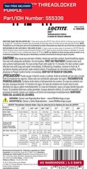 Loctite 38653 222 Purple Low Strength Thread Locker Tube – 6 ml