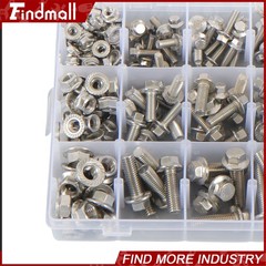 245PCS M6 M8 M10 Heavy Duty Flanged Bolts and Nuts Kit 304 Metric Hex Screws