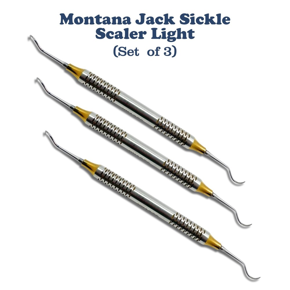 3 X Montana Jack Sickle Scaler Light Double Ended Dental Instruments CE
