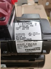 Thomas T-617 HDN Air Compressor, 2 Gal, 0.5 Hp, 115V, 100 Psi