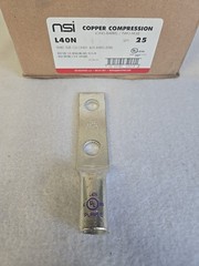 Box of 25 – NSI L40N-38P Long Barrel Copper Compression Lug 4/0 AWG Two Hole