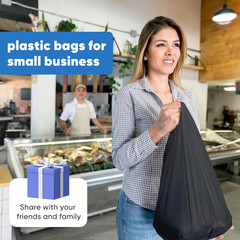 Black Plastic Grocery Bags, 100 Pack, 11.5’x 6.5″ x 21′, 22 Pound Capacity, Heav