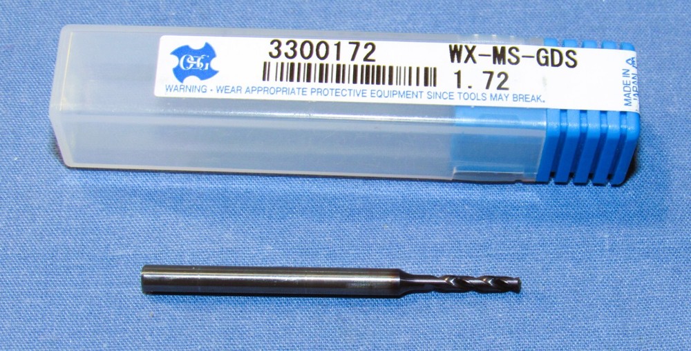 New OSG Carbide Micro Drill 1.72 mm (0.0677″) dia. TiAlN Coated (3300172)