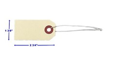 100 of 2 3/4″ x 1 3/8″ Manila Inventory Tags with ELASTIC Stretchy String Size 1
