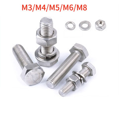 Nut Bolt & Washers (Fully Threaded Set Screw) DIN933 A2 STAINLESS M3 M4 M5 M6 M8