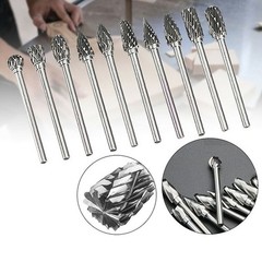 10pcs 1/8?? Shank Carbide Burr Set Burrs For Aluminum Die Grinder Bit Pack New
