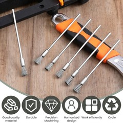 10 Pcs Wire Brush, Stainless Steel Extended Cleaning 6 millimeters, Silver