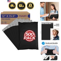Poly Mailers 12×15.5 Inch 500 Pcs,Black Shipping Bags Bulk for Clothing,Stron…