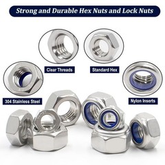 267pcs Metric Hex Nuts & Lock Nuts Assortment Kit M2-M12 Stainless Steel Hex Nut