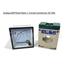 US Stock AC 0 ~ 50A Analog AMP Current Panel Meter Ammeter & Current Transformer