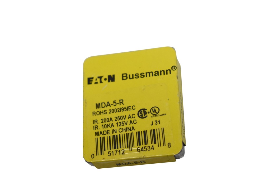 Bussmann MDA-5-R 5A 250VAC Time Delay Glass Cartridge Fuses Lot Of 5 Clear RoHS