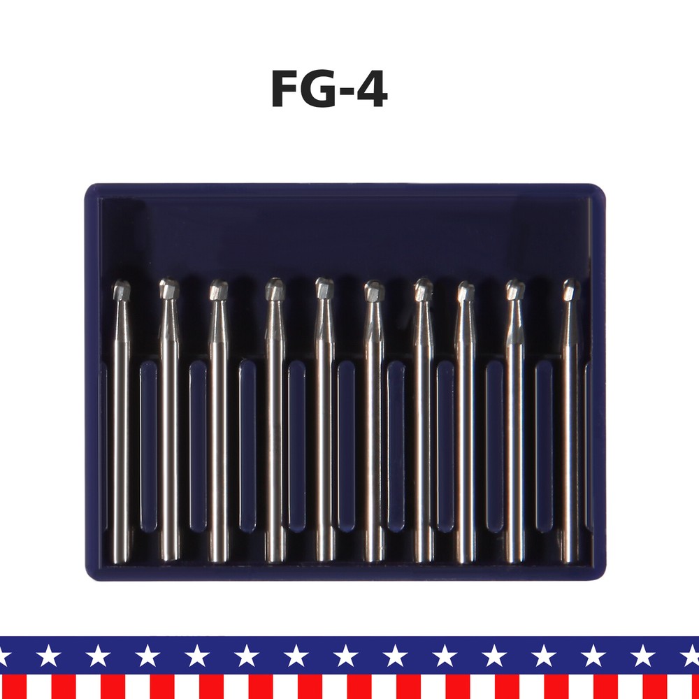 Dental Carbide Burs Tungsten Steel Bur FG # 4 Round for High Speed Handpiece