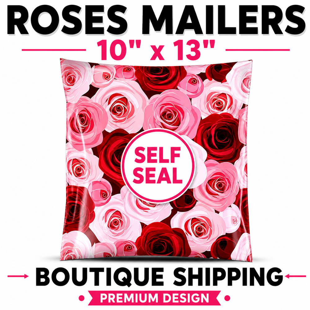 Roses Poly Mailers 10×13 Designer Shipping Bags Self Seal Boutique Mailers