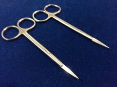 2 FINE POINT IRIS SCISSORS STRAIGHT+CURVED 3.5″ MICRO SURGICAL INSTRUMENTS