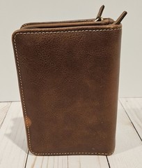 VTG Franklin Covey Brown Full-Grain Leather 2-Zipper Wallet Binder – RARE