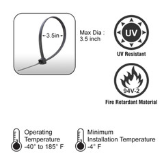 Cable Zip Ties 8inch 12inch Black by United CSS