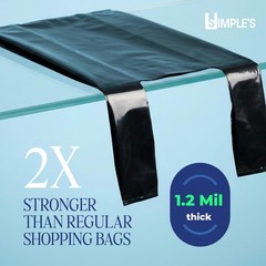 Black Plastic T-Shirt Bags with Handles – 80 Count – 12″x7″x22″ – 1.2 Mil – G…