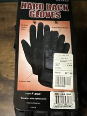 Rothco Armored Hard Back Duty Gloves Military Black Tactical Glove 2 Pairs Large