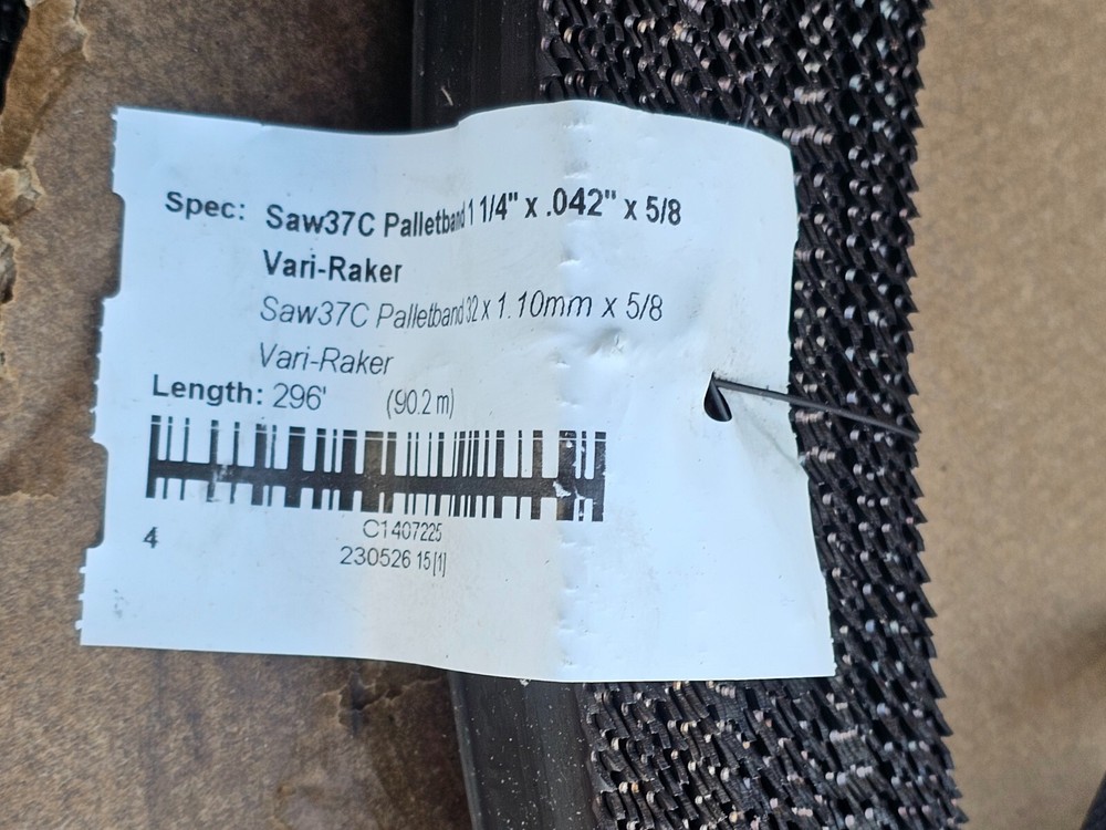 (QTY 1) Saw37C Palletband 296′ x 1-1/4″ x .042″ x 5/8 TPI Vari-Raker Palletband