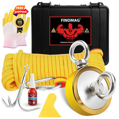 FINDMAG Double Sided 1000 lbs 2.95 inches(75mm)-1000lb, Golden Hole