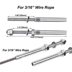 T316 Stainless Steel Swage Threaded Tensioner End Fittings 3/16″ Cable Railing