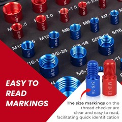 Thread Checker, 66Pcs Nut and Bolt Thread Checker, 33 Inch & 33 Metric Box Set T