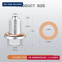 Magnetic Oil Drain Plug M14x1.5 Stainless Steel Oil Pan Bolt with 5 Copper Washe