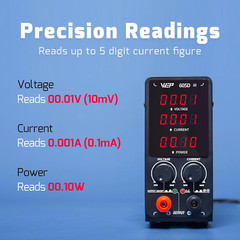 60.00V 5.000A High Precision Bench Lab Variable Power Supply with Alligator Clip