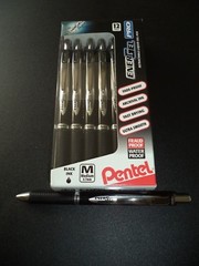 12 PENTEL EnerGel PRO BLUE FRAUD & WATER PROOF INK Gel Pens 0.7 mm BLACK barrel