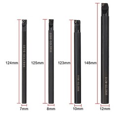 4pcs 7 8 10 12 mm Lathe Turning Tool Holder Boring Bar DCMT070204 Inserts Set