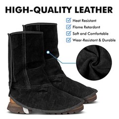 Leather Welding Spats – Flame and Abrasion Resistant Welding Boot Covers – Fu…