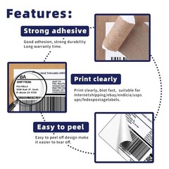 4×3-1/3 Shipping Labels 6 Per Sheet 6UP Printable Sticker Paper for Laser Inkjet