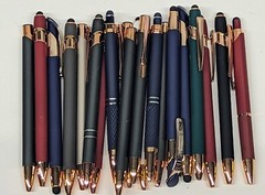 20ct Lot Misprint Metal Retractable Click Pens by Color: Mixed w/ROSE GOLD Trim