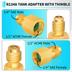 Brass R134A R12 R22 Tank Vacuum Pump Adapters Valve Remover for AC Charging