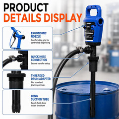 Electric Drum Barrel Pump, 55 Gallon Drum Pump, 110V AC/12V DC, 5 GPM | Telescop