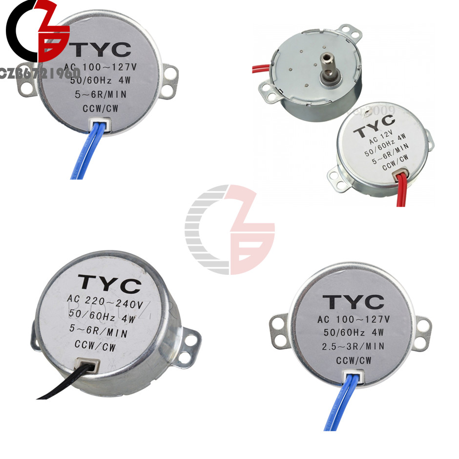 TYC-50 AC 12V/110V/220V 4W 50/60Hz Synchronous Motor 2.5/3/5/6RPM For Microwave