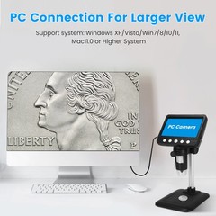 1080P Digital Microscope 1000X Soldering Microscope for Electronics Repair Coin