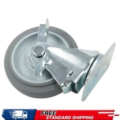 4 Pieces Load Capacity 1400 Pounds Heavy Duty Casters 5″ Side Brakes Rubber Gray