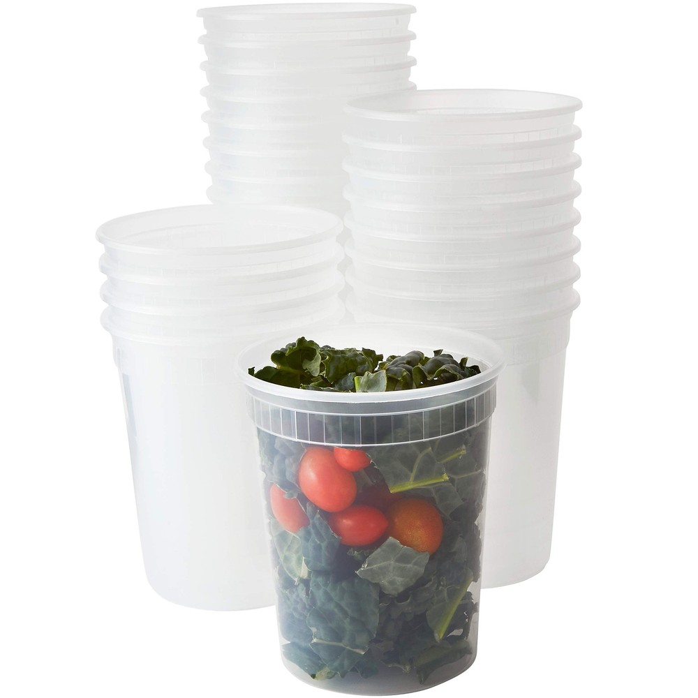 Deli-Grade BPA-Free 32oz Plastic Containers with Lids 24ct. 32 Oz, 24 Pack