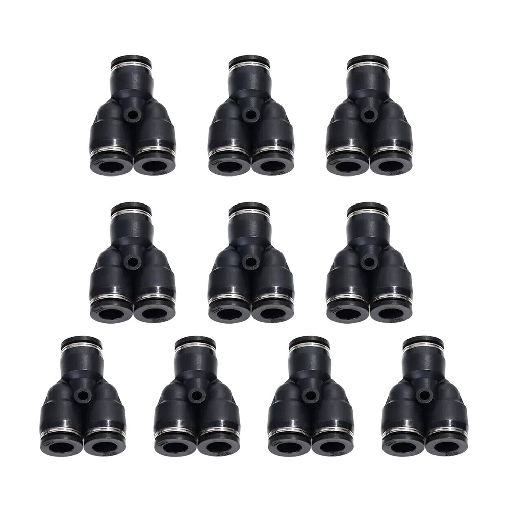 Air Line Union Push To Connect Fittings Y-Spliter For 3/8″ OD Pneumatic 10Pcs
