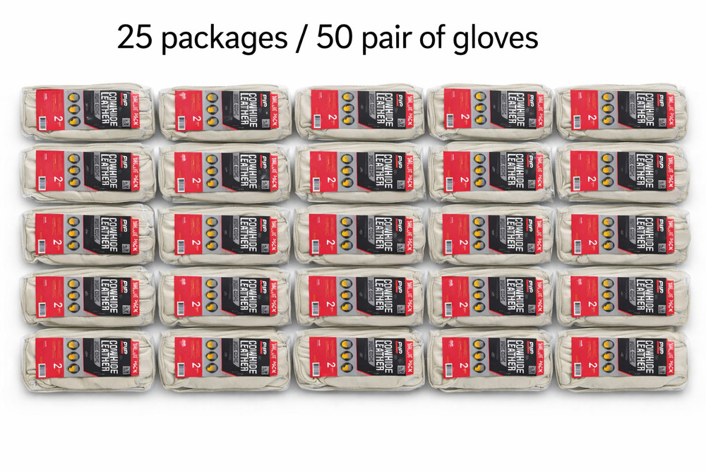 50 pair of NEW in the package PIP Cowhide Leather Work Gloves Size Large