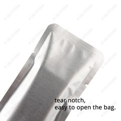 Multi Size Silver Aluminium Mylar Glossy Flat Open Top Powder Pouch