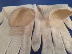 24 Pairs-Women’s Large- BLEACHED WHITE STRING KNIT POLY COTTON GLOVES- 710SBW