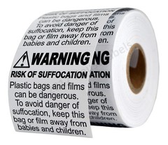 SUFFOCATION WARNING Labels/Stickers (2 x 2) – FBA Approved – (2) Rolls of 500