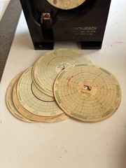 Two Mid-Century Tempscribe 24 hour Temperature Recorders – indoor and outdoor