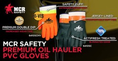 MCR Oil Hauler HI VIS ORANGE Double Dipped Chemical Resistant PVC Rubber Gloves