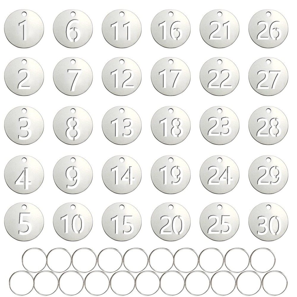 Metal Number Tags, Round Key Numbered Tags, Identification Hang Tags with Hol…