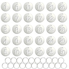 Metal Number Tags, Round Key Numbered Tags, Identification Hang Tags with Hol…