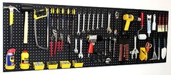 WallPeg (4) Black Plastic Pegboard Panels – 96” Wide Garage Tool Pegboard